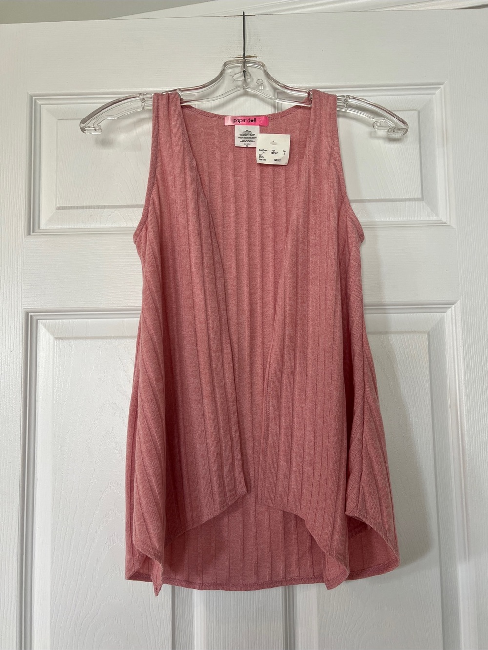 paper doll Dusty Rose Ribbed Open-Front Tank Vest